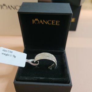 Sterling Silver and White Topaz multi row ring